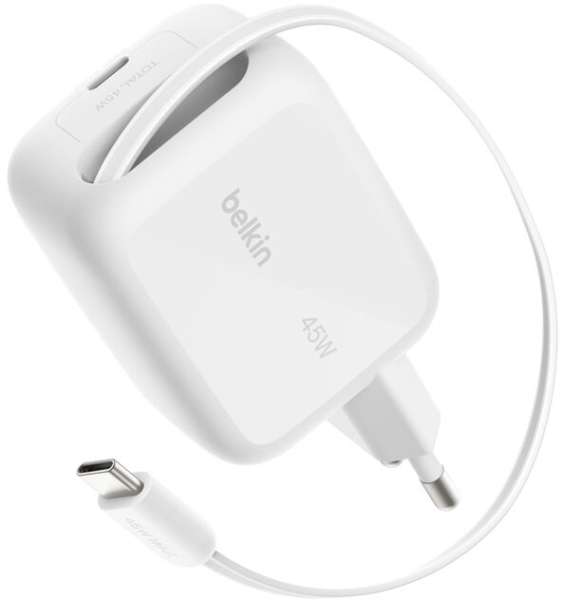 Belkin UltraCharge Retractable GaN 45W Şarj Aleti (WCH023KQ) — ürün görseli 2