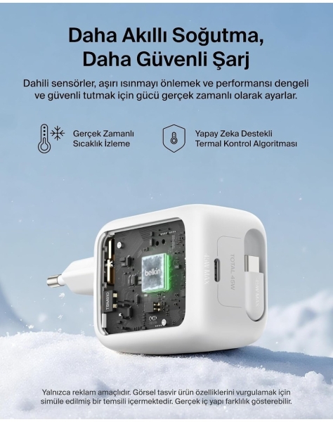 Belkin UltraCharge Retractable GaN 45W Şarj Aleti (WCH023KQ) — ürün görseli 8