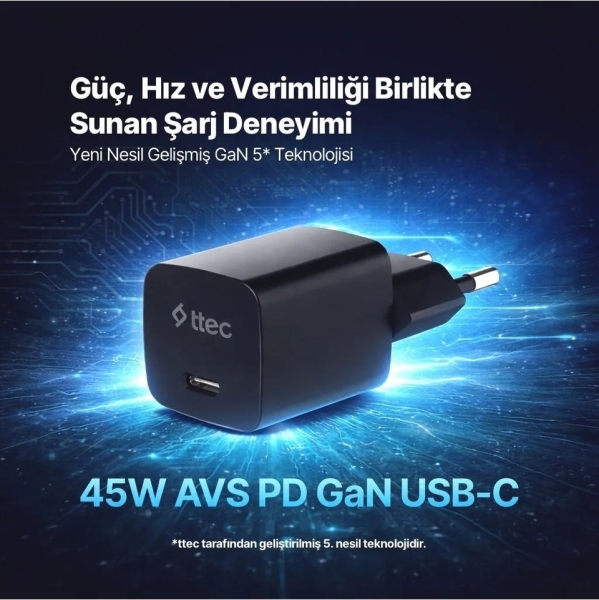 ttec SmartCharger GAN 45W Şarj Aleti (2SCG45) — ürün görseli 5