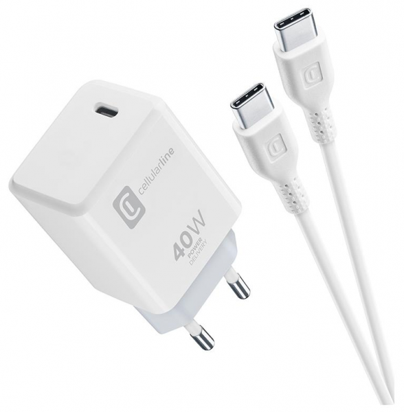 Cellularline Kit ACH USB-C 40W Şarj Aleti (ACHIPHKITC2CPD40WW)