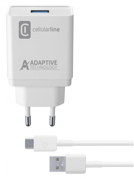 Cellularline Adaptive Fast Charger Type-C Kit 15W Şarj Aleti (ACHSMKIT15WTYCW)