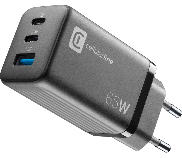 Cellularline Multipower Gan 3 Port 2 X 65W Şarj Aleti (ACHUSBGAN3PD65WK)