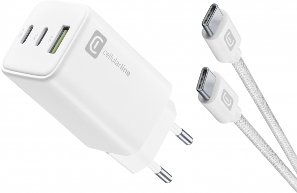Cellularline Multipower 65W Şarj Aleti (Kablo) (ACHKITC2CGAN65TABW)