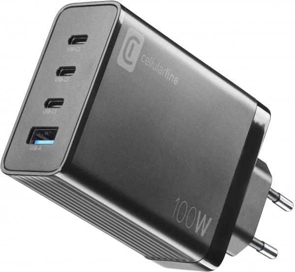 Cellularline Nano GaN 100W Şarj Aleti (ACHUSBGAN4WAL100WK) — ürün görseli 2