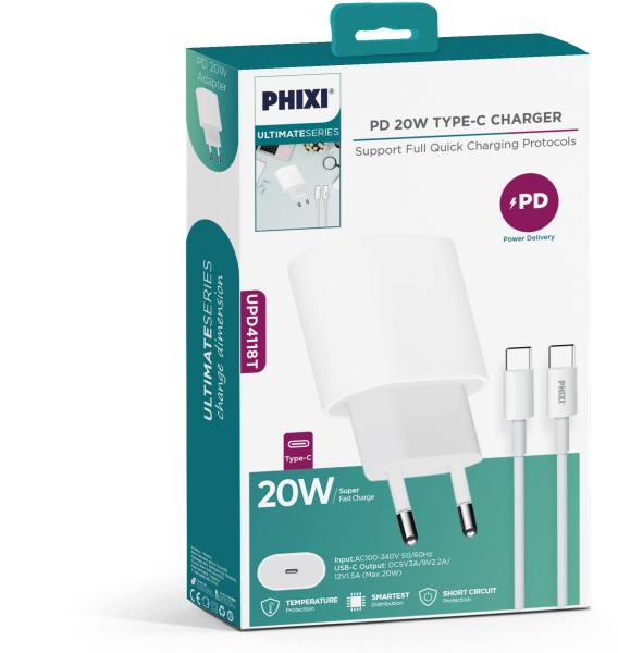 Phixi UPD4118T Şarj Aleti (USB Type-C) — ürün görseli 3