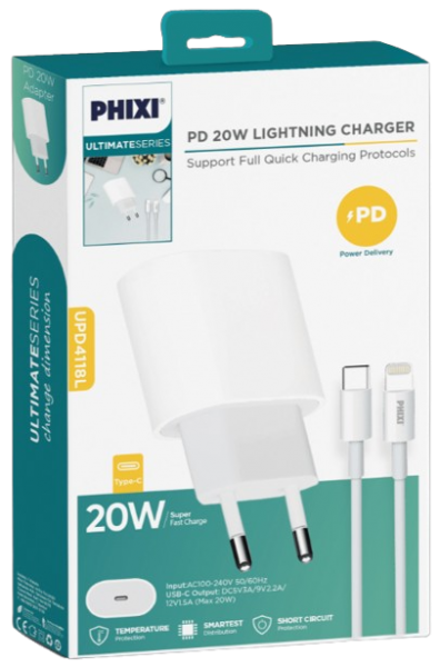 Phixi UPD4118L Şarj Aleti (Lightning) — ürün görseli 3