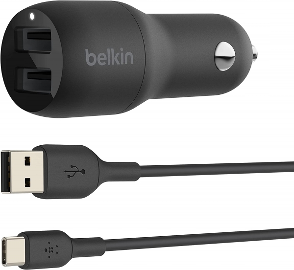 Belkin Dual USB-A Car Charger Şarj Aleti (USB Type-C) (CCE001BT1MBK)