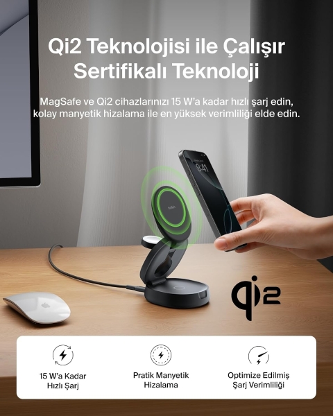 Belkin BoostCharge 3in1 Convertible Magnetic Şarj Aleti (WIZ034) — ürün görseli 7