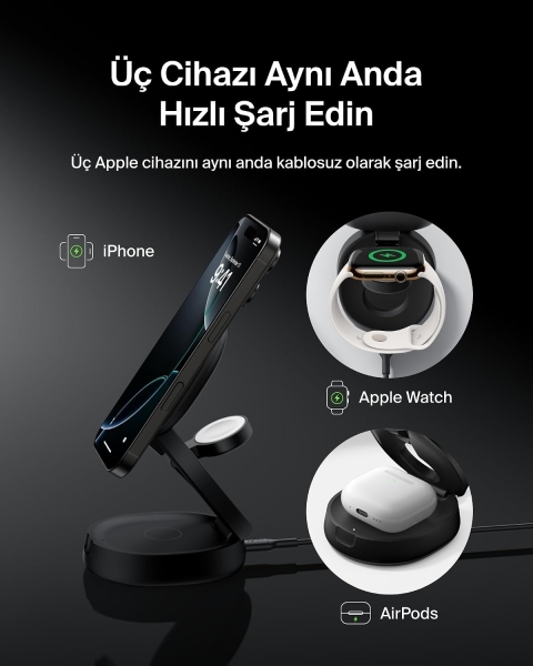 Belkin BoostCharge 3in1 Convertible Magnetic Şarj Aleti (WIZ034) — ürün görseli 5