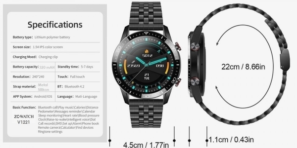 Zcwatch V1221 Akıllı Saat — ürün görseli 6