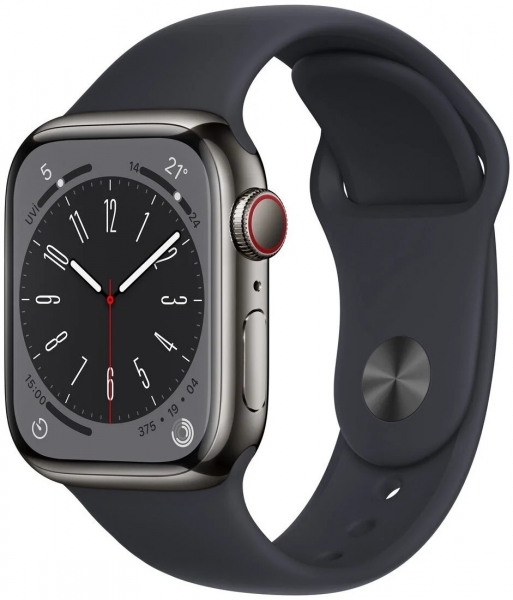 Apple Watch Series 8 Cellular 41mm Paslanmaz Çelik Kasa ve Spor Kordon Akıllı Saat (MNJJ3TU/A)