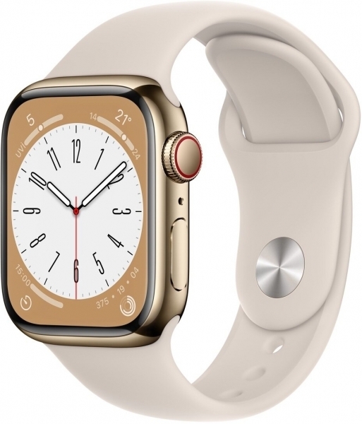 Apple Watch Series 8 Cellular 41mm Paslanmaz Çelik Kasa ve Spor Kordon Akıllı Saat (MNJJ3TU/A) — ürün görseli 2