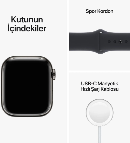 Apple Watch Series 8 Cellular 41mm Paslanmaz Çelik Kasa ve Spor Kordon Akıllı Saat (MNJJ3TU/A) — ürün görseli 4