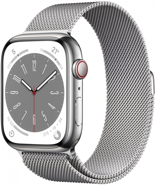 Apple Watch Series 8 Cellular 45mm Paslanmaz Çelik Kasa ve Milano Kordon Akıllı Saat (MNKX3TU/A) — ürün görseli 2