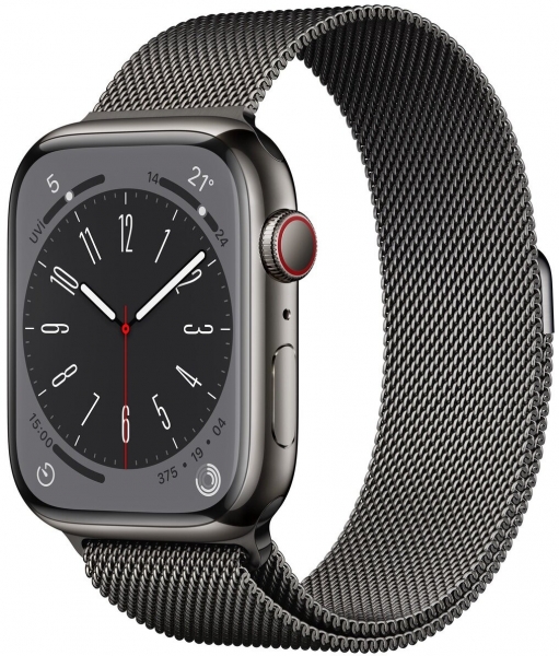 Apple Watch Series 8 Cellular 45mm Paslanmaz Çelik Kasa ve Milano Kordon Akıllı Saat (MNKX3TU/A)