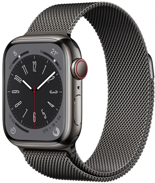 Apple Watch Series 8 Cellular 41mm Paslanmaz Çelik Kasa ve Milano Kordon Akıllı Saat (MNJM3TU/A)