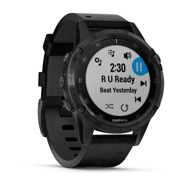 Garmin Fenix 5 Plus Sapphire Black with Black Leather Band Aktivite Saati (Deri) (010-01988-06) — ürün görseli 3