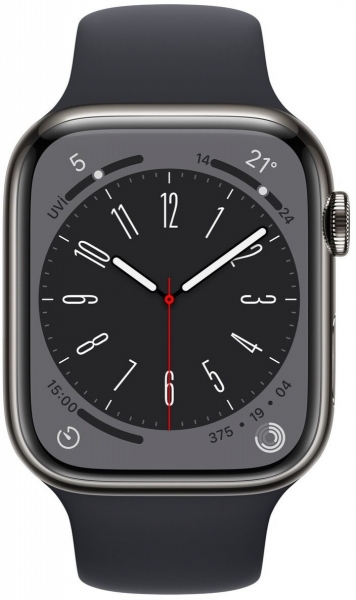 Apple Watch Series 8 Cellular 45mm Paslanmaz Çelik Kasa ve Spor Kordon Akıllı Saat (MNKU3TU/A) — ürün görseli 4