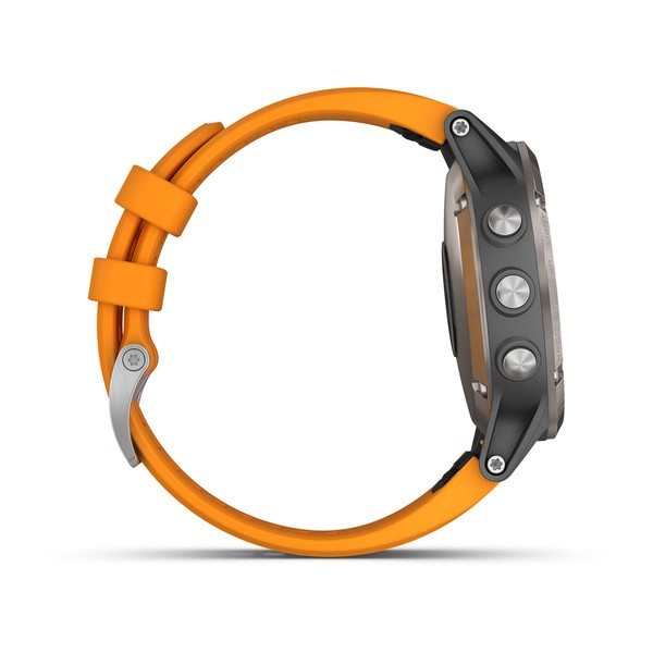 Garmin Fenix 5 Plus Sapphire Titanium with Solar Flare Orange Band Aktivite Saati (Silikon) (010-01988-04) — ürün görseli 4