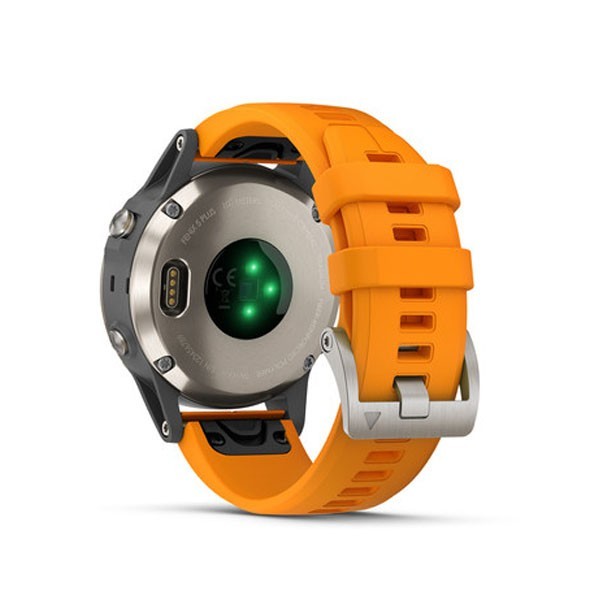 Garmin Fenix 5 Plus Sapphire Titanium with Solar Flare Orange Band Aktivite Saati (Silikon) (010-01988-04) — ürün görseli 5