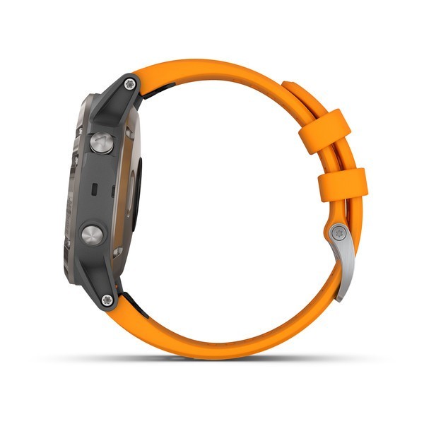 Garmin Fenix 5 Plus Sapphire Titanium with Solar Flare Orange Band Aktivite Saati (Silikon) (010-01988-04) — ürün görseli 6