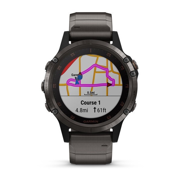 Garmin Fenix 5 Plus Sapphire Carbon Gray DLC Titanium Watch & Band Aktivite Saati (Titanyum) (010-01988-02) — ürün görseli 2