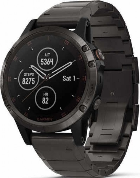 Garmin Fenix 5 Plus Sapphire Carbon Gray DLC Titanium Watch & Band Aktivite Saati (Titanyum) (010-01988-02)