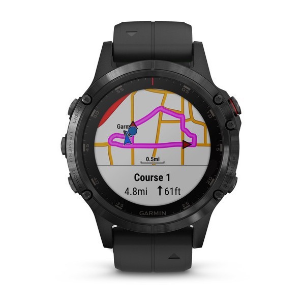 Garmin Fenix 5 Plus Sapphire Black with Black Band Aktivite Saati (Silikon) (010-01988-00) — ürün görseli 2