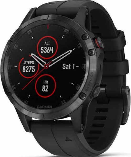 Garmin Fenix 5 Plus Sapphire Black with Black Band Aktivite Saati (Silikon) (010-01988-00)