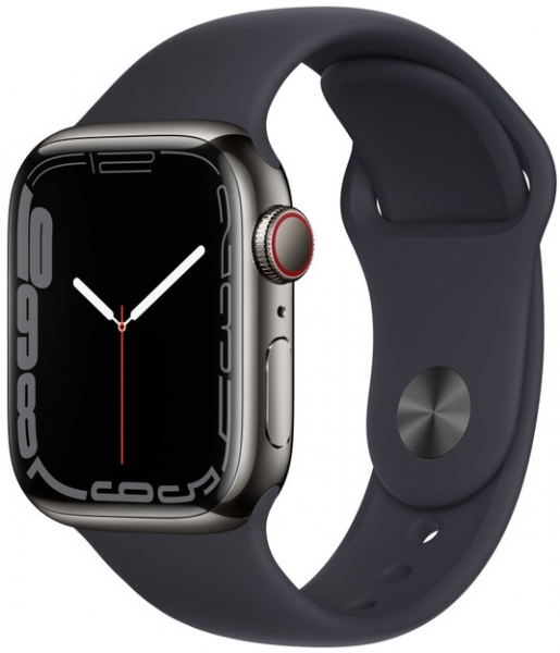 Apple Watch Series 7 Cellular 41mm Paslanmaz Çelik Kasa ve Spor Kordon Akıllı Saat (MNC23TU/A)
