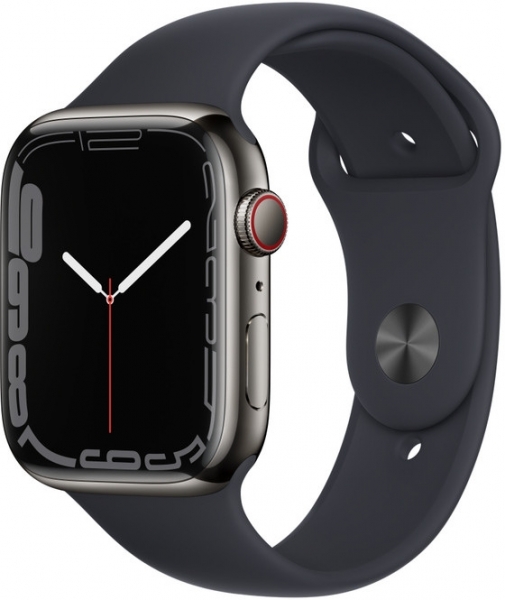 Apple Watch Series 7 Cellular 45mm Paslanmaz Çelik Kasa ve Spor Kordon Akıllı Saat (MNAX3TU/A)