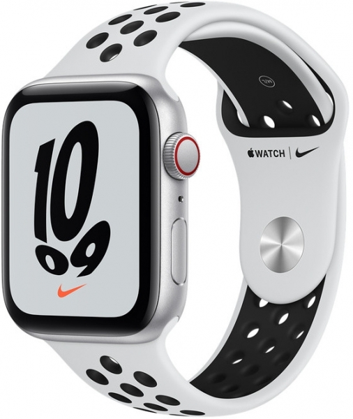 Apple Watch Nike SE Cellular (44mm) Gümüş Rengi Alüminyum Kasa ve Nike Spor Kordon Akıllı Saat (MKT63TU/A)