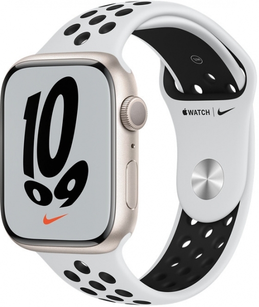 Apple Watch Nike Series 7 45mm Yıldız Işığı Alüminyum Kasa ve Nike Spor Kordon Akıllı Saat (MKNA3TU/A)