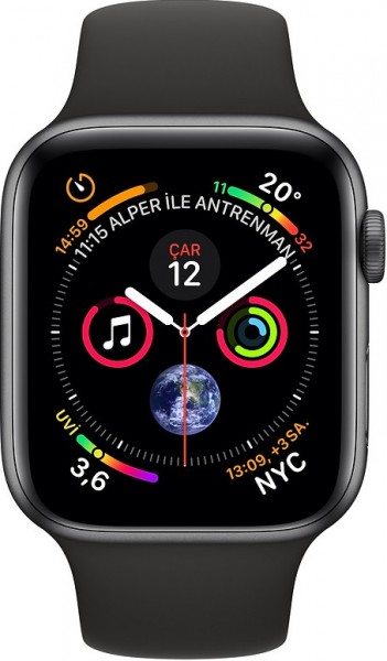 Apple Watch Series 4 (44 mm) Uzay Grisi Alüminyum Kasa ve Siyah Spor Kordon Akıllı Saat — ürün görseli 2
