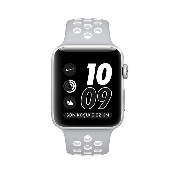 Apple Watch Nike+ Series 2 (42 mm) Gümüş Rengi Alüminyum Kasa ve Saf Platin/Beyaz Nike Spor Kordon Akıllı Saat — ürün görseli 2