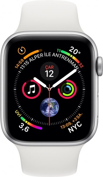 Apple Watch Series 4 (44 mm) Gümüş Rengi Alüminyum Kasa ve Beyaz Spor Kordon Akıllı Saat — ürün görseli 2
