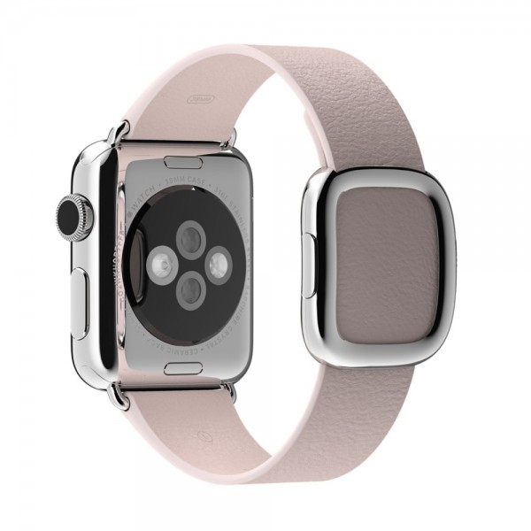 Apple Watch (38 mm) Paslanmaz Çelik Kasa ve Modern Tokalı Açık Pembe Kayış (Medium) Akıllı Saat — ürün görseli 4