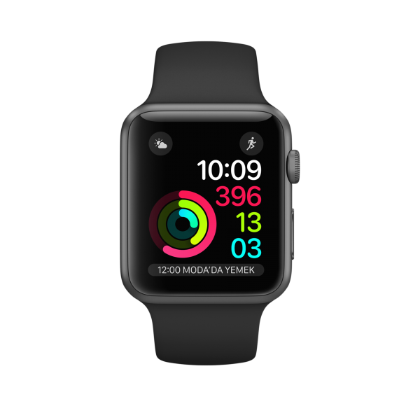 Apple Watch Series 2 (42 mm) Uzay Grisi Alüminyum Kasa ve Siyah Spor Kordon Akıllı Saat — ürün görseli 2