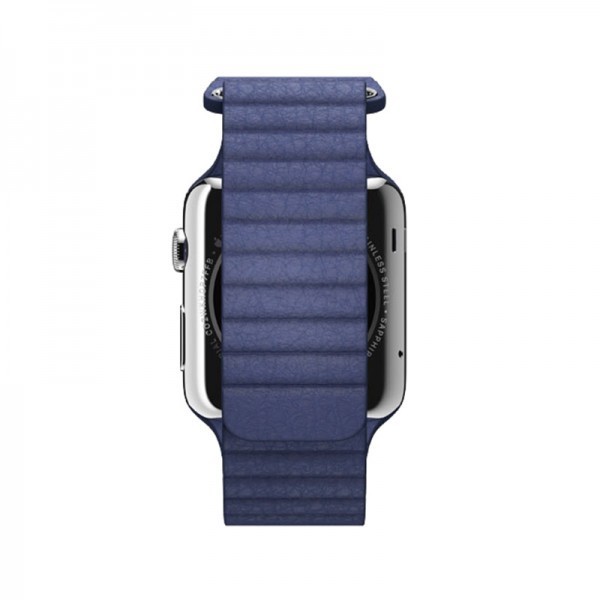 Apple Watch (42 mm) Paslanmaz Çelik Kasa ve Parlak Mavi Deri Loop Akıllı Saat — ürün görseli 3