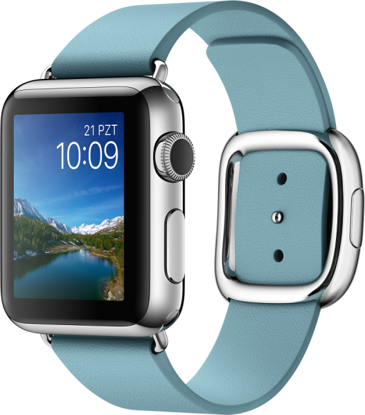 Apple Watch (38 mm) Paslanmaz Çelik Kasa ve Modern Tokalı Kutup Mavisi Kayış (Büyük Boy) Akıllı Saat