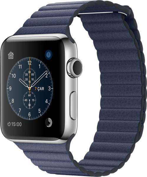 Apple Watch Series 2 (42 mm) Paslanmaz Çelik Kasa ve Gece Mavisi Deri Loop - Büyük Boy Akıllı Saat