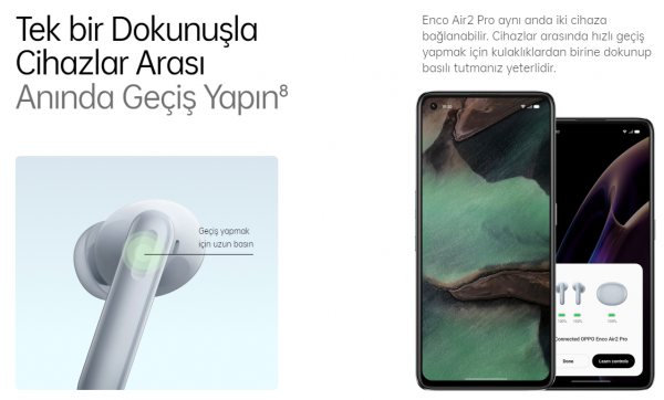 Oppo Enco Air2 Pro Tam Kablosuz Kulaklık (ETE21) — ürün görseli 8