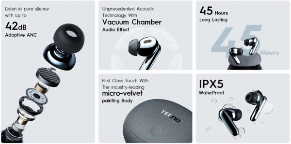 Tecno True 1 Tam Kablosuz Kulaklık — ürün görseli 3