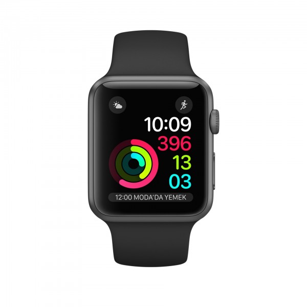 Apple Watch Series 2 (38 mm) Uzay Grisi Alüminyum Kasa ve Siyah Spor Kordon Akıllı Saat — ürün görseli 2
