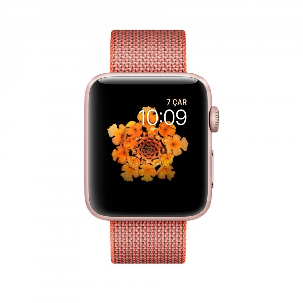 Apple Watch Series 2 (42 mm) Roze Altın Rengi Alüminyum Kasa ve Naylon Örme Uzay Turuncusu/Antrasit Kordon Akıllı Saat — ürün görseli 2