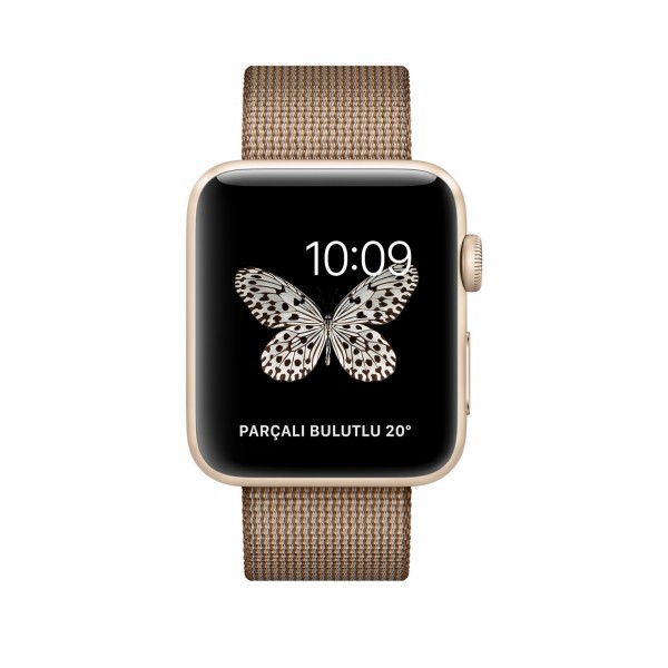 Apple Watch Series 2 (42 mm) Altın Rengi Alüminyum Kasa ve Naylon Örme Yanık Kahve/Karamel Kordon Akıllı Saat — ürün görseli 2