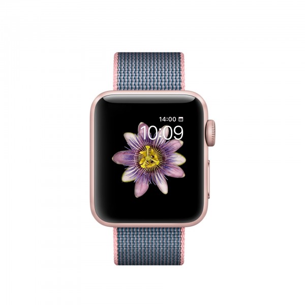 Apple Watch Series 2 (38 mm) Roze Altın Rengi Alüminyum Kasa ve Naylon Örme Uçuk Pembe/Gece Mavisi Kordon Akıllı Saat — ürün görseli 2
