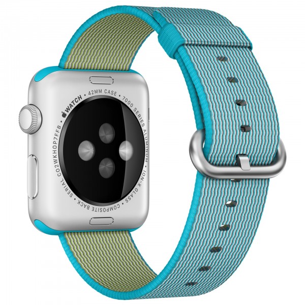 Apple Watch Sport (42 mm) Gümüş Rengi Alüminyum Kasa ve Naylon Örme Tropik Mavi Kordon Akıllı Saat — ürün görseli 4