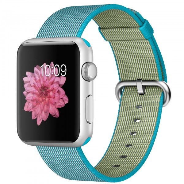 Apple Watch Sport (42 mm) Gümüş Rengi Alüminyum Kasa ve Naylon Örme Tropik Mavi Kordon Akıllı Saat — ürün görseli 5