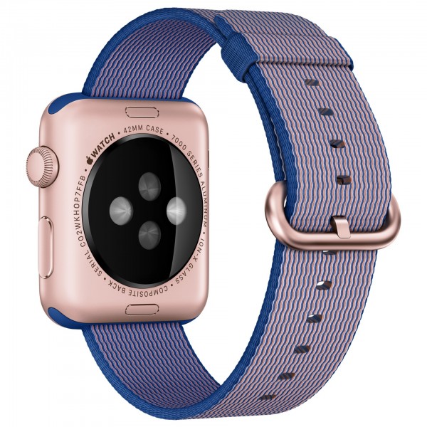 Apple Watch Sport (42 mm) Roze Altın Rengi Alüminyum Kasa ve Naylon Örme Kraliyet Mavisi Kordon Akıllı Saat — ürün görseli 4